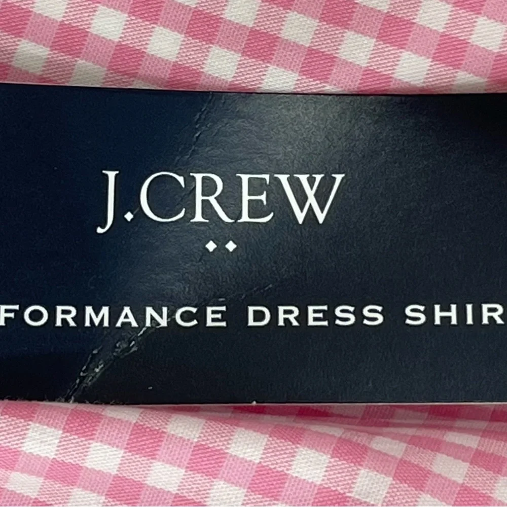 J Crew Pink & White Gingham Slim Performance‎ L/S Dress Shirt AS989 Men’s XL NWT